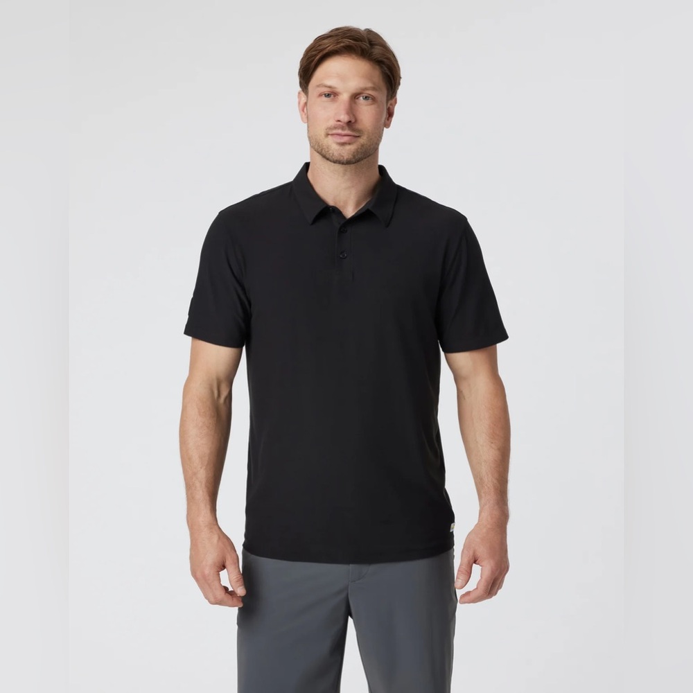 Vuori Strato Tech‎ Performance Knit Polo Black Medium Golf Athleisure Casual - Picture 9 of 9